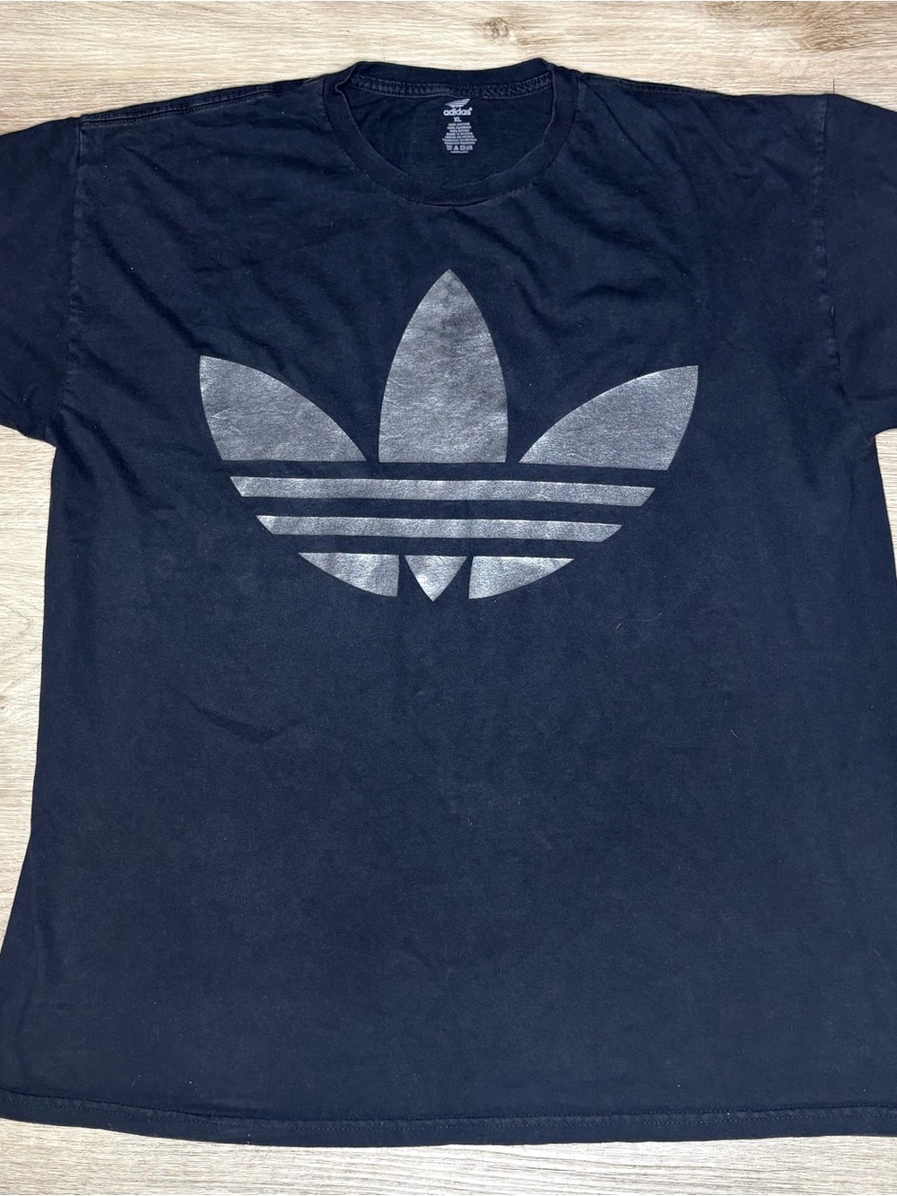 adidas Black Tee with Silver Trefoil Graphic